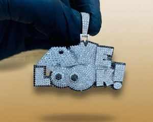 Colgante de Letra Personalizado Iced Out de Plata de Ley 925 con Moissanita VVS, Colgante Hip Hop Bicolor para Hombre - Product Image 3