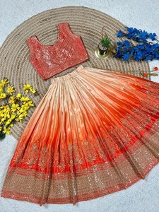 Nuevo Conjunto de Lehenga Choli de Diseñador para Niñas, Estilo Bollywood, para Fiestas de Invierno, Ropa Tradicional India para Niñas, con Dupatta de Seda - Product Image 3