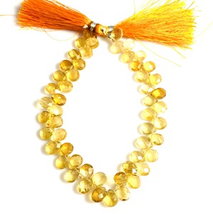 Cuentas de Citrino Natural en Forma de Pera de 10 Pulgadas con Borlas y Briolletes para Regalos - Product Image 4