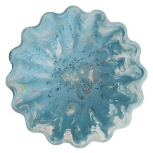 Bol en résine écologique poli à la main avec motif marbré bleu, vaisselle artistique classique sous glaçure pour mariage - Product Image 1