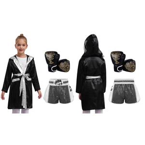 Disfraz de Boxeo para Niños y Niñas de 6 a 16 Años, Túnica Metálica con Capucha, Pantalones Cortos y Guantes de Boxeo, para Actuaciones y Combates - Product Image 2