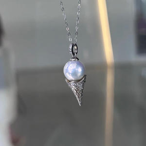Blossoming Childhood Natural Freshwater Baroque Pearl Pendant S925 Pure Silver Clavicle <b>Chain</b> <b>Ice</b> Cream Fashion Pendants Charms - Product Image 3