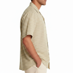 Camisas de Manga Corta para Hombre, Color Beige, Personalizables, Casuales, de Verano, Tejido Suave y Cómodo - Product Image 5