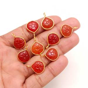 Colgante de flor de cornalina natural, plata de ley 925, colgante de piedra preciosa tallada a mano, colgante de corazón para la elaboración de joyas - Product Image 1