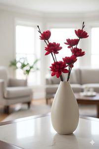 Florero Moderno de Aluminio Blanco con Acabado Táctil, Forma de Lágrima, 23 cm de Altura, Adorno Decorativo Minimalista para el Hogar - Product Image 4