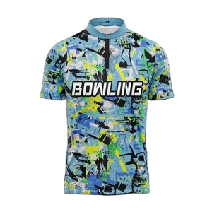 Wholesale Factory Sublimation <b>Bowling</b> Jersey Cheap Team <b>Bowling</b> <b>Shirts</b> <b>Bowling</b> Jersey for <b>Men</b> With Zipper Collar - Product Image 4