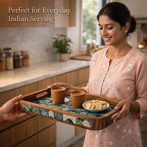 SALEEM INTERNATIONAL Plateau Pichwai en Argent Allemand Métallique Contemporain, Motif Éléphant, Origine Indienne, Décoratif pour Fêtes, Coffret Cadeau Pooja - Product Image 5