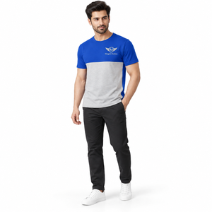 T-shirts pour hommes en toile de haute qualité, mélange polyester/coton, logo sur le devant, respirant, coupe classique, streetwear, couleur et taille personnalisées OEM - Product Image 1