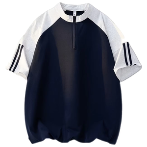 เสื้อยืดผู้ชายไซส์ใหญ่ แขนสั้น สีตัดกัน ระบายอากาศได้ดี เป็นมิตรกับสิ่งแวดล้อม เสื้อคอกลม ใส่สบายๆ สำหรับฤดูร้อน - Product Image 1