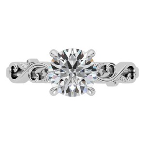 Bague de fiançailles de luxe en moissanite taille ronde, or blanc 14 carats, design vintage en forme de vigne, bague solitaire pour femme, élégante bague de mariée - Product Image 2