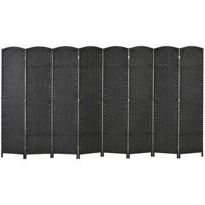 8-Panel 5.6 Ft Tall Black Freestanding Privacy <b>Screen</b> Handcrafted <b>Folding</b> Room Divider Partition for Home Office Art Style - Product Image 1
