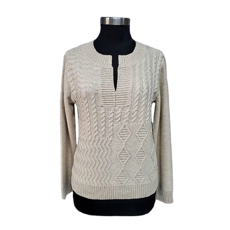 ODM Top vendita di moda solido Computer intagliato pannello chiaro lavorato a maglia maglione Casual da donna
