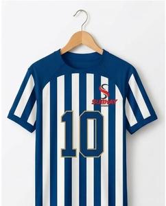 Camiseta de Fútbol a Rayas Azules y Blancas para Hombre, Número 10, Manga Corta, Cuello Redondo, Transpirable, de Poliéster, Corte Regular - Product Image 1