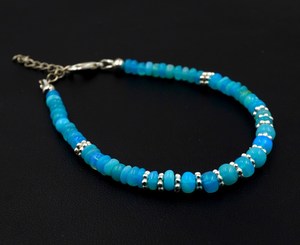 HAYAAT GEMS Natural Blue Ethiopian Opal Beads Silver Plated Luxury Unisex Beaded Bracelet Multi <b>Fire</b> Gemstone Jewelry - Product Image 6