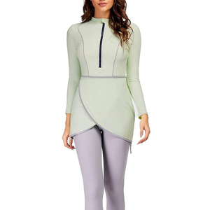 Trajes de baño islámicos Burkini de dos piezas impermeables con logo personalizado, traje de baño musulmán de corte regular, traje de baño modesto para mujer, Burkini para playa. - Product Image 4