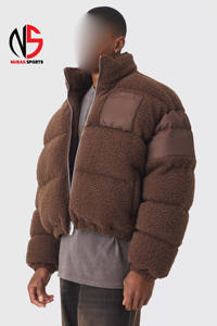 Nouvelle arrivée : veste matelassée à col montant en nylon et borgue avec logo personnalisé, couleur chocolat, coupe-vent, doudoune d'hiver pour homme - Product Image 2