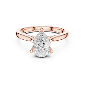 Anillos de compromiso clásicos con forma de lágrima, oro amarillo de 14 quilates, diamante cultivado en laboratorio IGI de 2 quilates con corte de pera y halo oculto. - Product Image 5