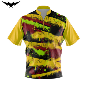 High Quality Professional Sublimation Printing <b>Bowling</b> Jersey Comfortable Breathable Unisex Short Sleeved 1/4 Zipper - Product Image 1