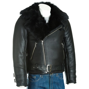 New Arrival Factory Proper Design <b>Men's</b> <b>Shearling</b> Leather <b>Jacket</b> Cheap Price Heavyweight High Quality Leather <b>Jackets</b> - Product Image 5