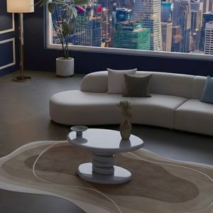 Tavolino Moderno Effetto Ciottoli 76x53x38 cm Grigio Lucido - Product Image 2