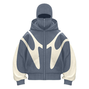Sudadera con Capucha Balaclava de Algodón 100% para Hombre con Cremallera, Diseño de Máscara Facial Completa, OEM ODM, Venta al por Mayor para Invierno y Exteriores, Logotipo Personalizado - Product Image 1