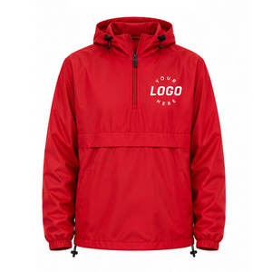 Custom <b>Men's</b> <b>Half</b> <b>Zip</b> Windbreaker <b>Jacket</b> Hooded Lightweight Outdoor Pullover Waterproof Windproof OEM Logo Wholesale - Product Image 1