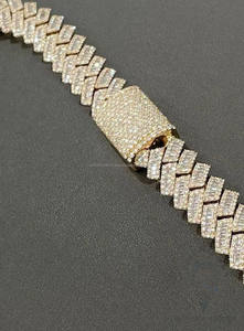 Collar de eslabones cubanos Miami con moissanita baguette helada, chapado en plata, estilo HipHop, para compromiso, boda, ocasiones especiales o regalo de aniversario - Product Image 4