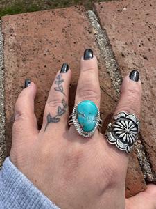 Handcrafted Teardrop Kingman <b>Turquoise</b> <b>Ring</b> Sterling Silver Southwestern Boho Statement Jewelry Artisan Gemstone Gift for Her - Product Image 5