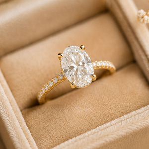 IGI Certified Oval Cut Lab Grown <b>Diamond</b> Engagement <b>Ring</b> Hidden Halo and Pave Setting Wedding <b>Ring</b> for Women Anniversary Gifts - Product Image 3