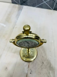 Modern Brass <b>Table</b> <b>Clock</b> with Designer Base Handmade and Portable Promotional Gift-OLD WORLD TREASURE HANDICRAFTS BC-003 - Product Image 4