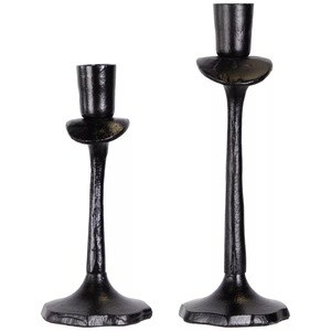 <b>Candlestick</b> <b>Holder</b> Set of 2 <b>Black</b> Taper <b>Holders</b> for Home Decoration Durable Metal Design - Product Image 5