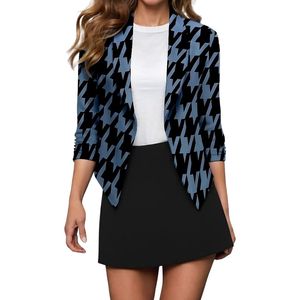 Blazer de Lana con Estampado a Cuadros para Mujer, Detalles de Moda Personalizados, Estilo Casual Clásico, Corte Refinado - Product Image 4