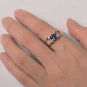 Moissanite Blue Topaz 1.01CT Round Cut Floral Style <b>Ring</b> For Women's Original 925 Silver Fine Bridal Jewelry Gift For Partners - Product Image 5