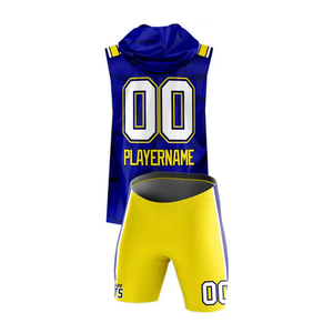 Uniforme Deportivo de Fútbol 7v7 de Alto Rendimiento, Flexible, Poliéster, Azul y Amarillo, Sin Mangas, con Capucha, Transpirable y de Secado Rápido - Product Image 3