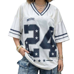 Camiseta Deportiva Oversize de Malla para Mujer, Estilo Fútbol Americano con Número, Streetwear Y2K, Top Transpirable de Poliéster, Estilo de Equipo, OEM, Marca Privada - Product Image 2