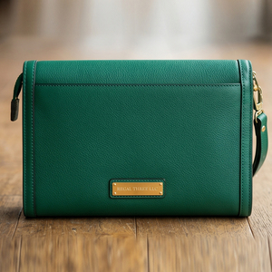 Bolso Bandolera Clásico de Cuero Genuino Verde con Cierre de Solapa, Bolso de Mano de Cuero Suave de Lujo para Mujer, Uso Diario - Product Image 2