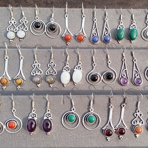 Wholesale Brass Mixed Gemstone <b>Dangle</b> <b>Earrings</b> Women's Classic Party Fashion Silver/<b>Gold</b> Plated Bulk Supplier Boutiques - Product Image 2