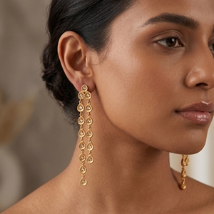 925 Sterling Silver Gold Plated <b>Diamond</b> <b>Dangle</b> <b>Earrings</b> Handmade Long Drop Designer Luxury Wedding Jewelry for Women Adore - Product Image 1
