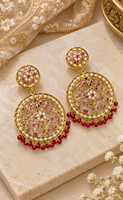 Boucles d'oreilles pendantes Jadau Kundan en zircon indien pour femmes, perles d'imitation, plaqué rhodium, boucles d'oreilles tendance et originales