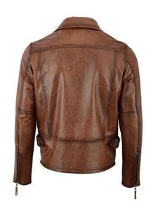 เสื้อแจ็คเก็ตหนังสีน้ำตาลพรีเมียมสำหรับผู้ชายสไตล์ไบค์เกอร์ - Product Image 2