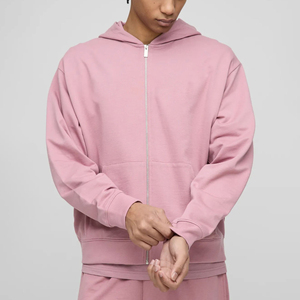 Sweat à capuche unisexe surdimensionné avec fermeture éclair, en molleton respirant polyester/coton épais, coupe classique, style streetwear décontracté, manches longues - Product Image 1