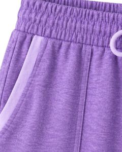 Conjunto de Salón para Mujer Lavender, Morado con Ribete en Contraste, Manga Corta, Informal, de Verano, Dos Piezas, Suave y Transpirable, Mezcla de Algodón - Product Image 5