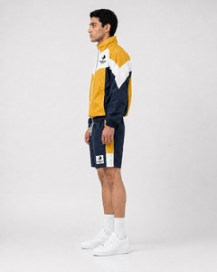 ชุดเซ็ตเสื้อแจ็คเก็ตและกางเกงขาสั้นกันลมสำหรับผู้ชาย น้ำหนักเบา ระบายอากาศได้ดี เหมาะสำหรับใส่ลำลองหรือเล่นกีฬา พร้อมโลโก้แบบกำหนดเอง - Product Image 3