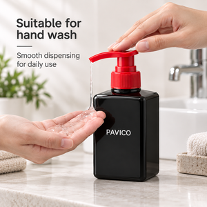 Bouteille carrée en PET de 250 ml avec pompe rouge pour lotion, emballage pour lavage des mains, marque PAVICO, impression sérigraphique, couleur personnalisée, capacité sur mesure - Product Image 6
