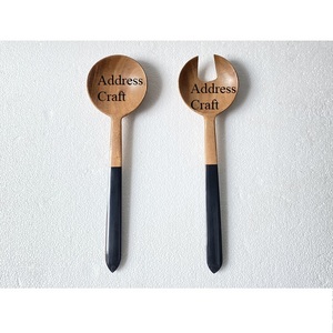 Hand Crafted Wooden <b>Salad</b> <b>Server</b> With Marble Handle Acacia Wood <b>Salad</b> Spoon Fork Kitchenware Utensils Serving Spoon Cutlery - Product Image 3