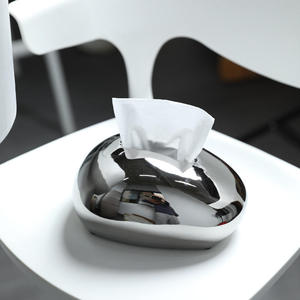 Boîte à mouchoirs en métal de qualité supérieure, porte-mouchoirs rond moderne pour table, distributeur de serviettes décoratif pour la maison, l'hôtel, le bureau, la salle à manger - Product Image 2