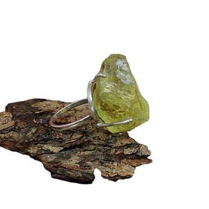 Anillo de dedo hecho a mano con piedras preciosas de forma áspera sin tratar Topacio limón Natural de Plata de Ley 92,5 último diseño Simple - Product Image 1