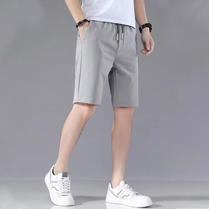 Shorts Bermuda Gris pour Homme, Taille Mi-Haute, Fermeture à Cordon, Style Décontracté, Poches, Séchage Rapide, Tissu 100% Coton, Logo Avant - Product Image 4