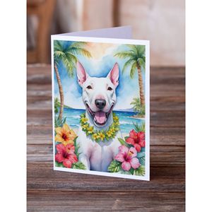 การ์ดเปล่าขนาด5x7แปลกมาใหม่ Bull Terrier luau การ์ดอวยพร8ใบพร้อมซองจดหมาย - Product Image 2