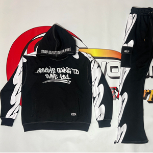 ชุดเซ็ตฮู้ดดี้พิมพ์ลายสกรีนแบบใหม่ล่าสุด พร้อมกางเกงขาบาน ชุดวอร์มสำหรับผู้ชาย - Product Image 1